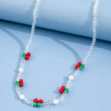 Boho Beads Pearl Choker Necklaces Charm Fruit Collar Chain Jewelry Gift