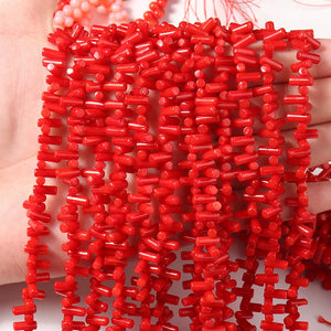 135pcs 3x8mm Red Coral Tube Beads DIY Jewelry Making