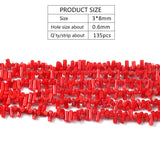 135pcs 3x8mm Red Coral Tube Beads DIY Jewelry Making
