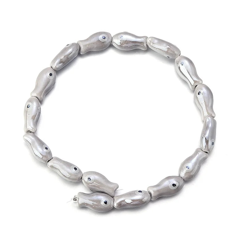 16x20mm Fish Ceramic Beads for Jewelry Making Glossy Glazed Ceramic Porcelain