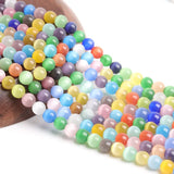 Green Natural Stone Cat Eye Beads Round Glass Opal Loose Beads