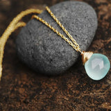 Aqua Chalcedony Necklace - Elegant Gemstone Jewelry