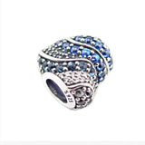 Aqua Heart Charm 925 Silver Crystals & CZ Beads for Bracelets