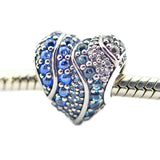 Aqua Heart Charm 925 Silver Crystals & CZ Beads for Bracelets