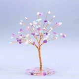Aquamarine Amethyst Powder Crystal Healing Stone Tree Of life Desk Decor