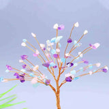 Aquamarine Amethyst Powder Crystal Healing Stone Tree Of life Desk Decor