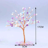 Aquamarine Amethyst Powder Crystal Healing Stone Tree Of life Desk Decor