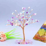 Aquamarine Amethyst Powder Crystal Healing Stone Tree Of life Desk Decor