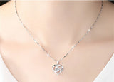Aquamarine & Amethyst Heart Pendant Necklace 18k Choker Jewelry