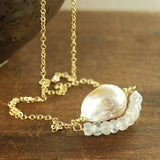 Aquamarine March Birthstone Necklace Seafoam Gemstone Pendant