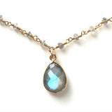 Aquamarine March Birthstone Necklace Seafoam Gemstone Pendant