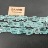 Aquamarine Natural Glass Quartz Rough Nugget Loose Beads 15"
