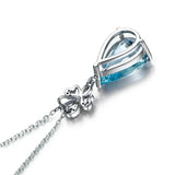 Aquamarine Pendant with Diamond Necklace