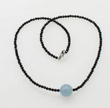 Aquamarine & Spinel Chocker Necklace 16.5in Round 12mm Beads Nature Woman