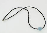 Aquamarine & Spinel Chocker Necklace 16.5in Round 12mm Beads Nature Woman
