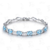 Aquamarine Gemstone Crystal Chain Bracelet for Women