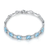 Aquamarine Gemstone Crystal Chain Bracelet for Women
