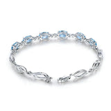Aquamarine Gemstone Crystal Chain Bracelet for Women