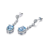 Aquamarine Zircon Diamond Drop Earrings 18k Silver Jewelry