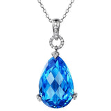 Aquamarine Gemstone Pendant Necklace with Diamonds