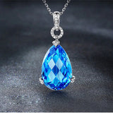 Aquamarine Gemstone Pendant Necklace with Diamonds