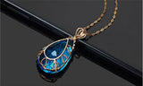 Aquamarine Gemstone Pendant Necklace for Women Crystal Rose Choker Jewelry
