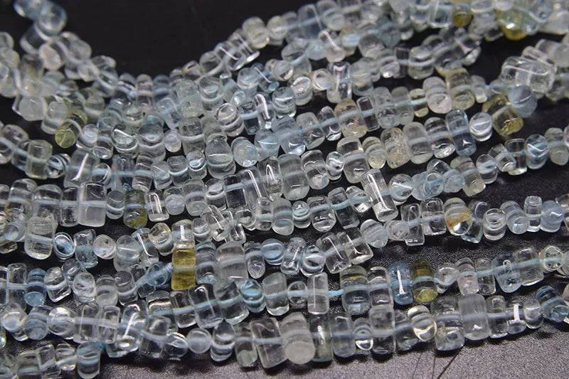 Aquamarine pillar 4-7mm beads DIY jewelry making gemstone