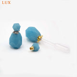 Aquamarine Perfume Bottle Pendant Necklace December Birthstone
