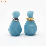 Aquamarine Perfume Bottle Pendant Necklace December Birthstone