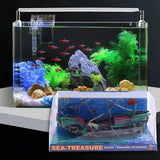 Plactic Aquarium Air Split Shipwreck Fish Tank Decor
