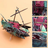 Plactic Aquarium Air Split Shipwreck Fish Tank Decor