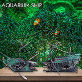 Plactic Aquarium Air Split Shipwreck Fish Tank Decor