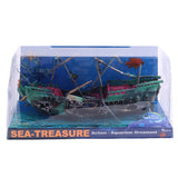 Plactic Aquarium Air Split Shipwreck Fish Tank Decor