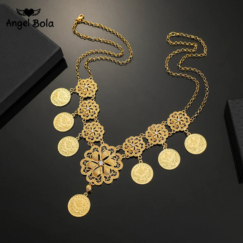 Arab Coin Big Necklace for Women Muslim Islam Middle East Wealth Symbol Wedding