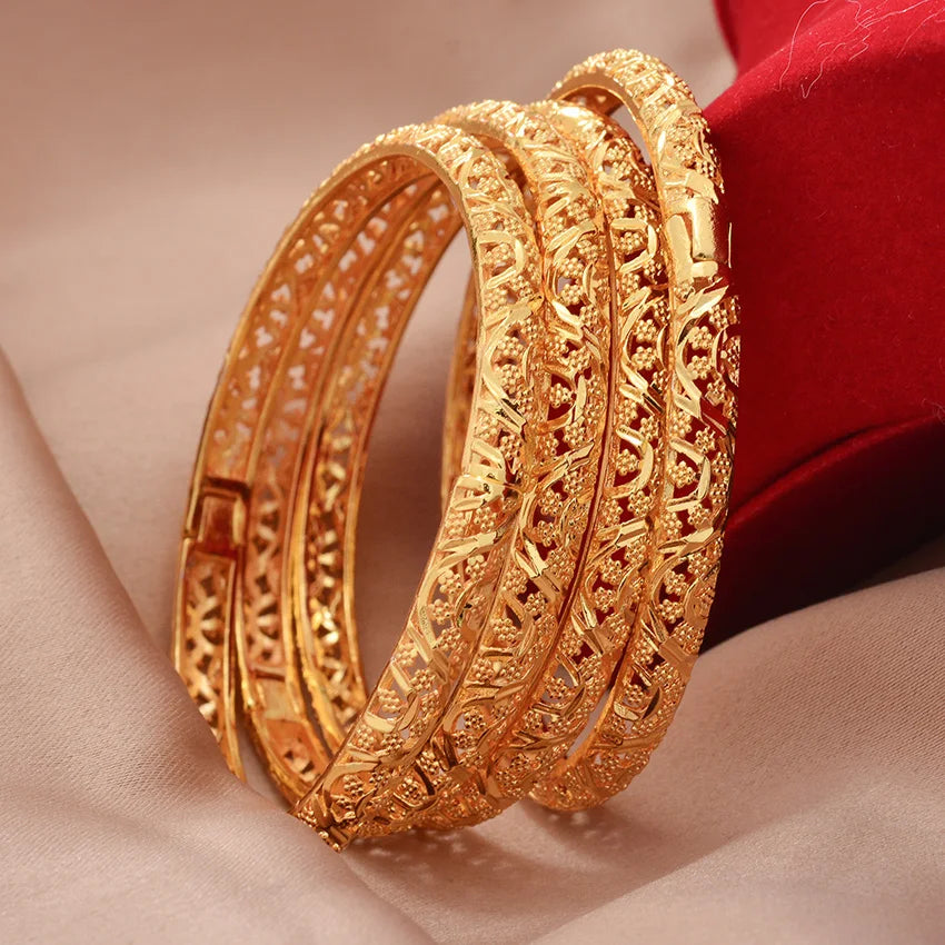 Arab Bangles For Women Dubai Wedding Plated Bracelets For Girl
