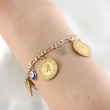 Arab Islam Evil Eye Coin Bracelet Vintage Punk Bangle
