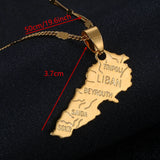 Arab Muslim Brass Liban Flag Lebanon Map Pendant Necklace