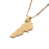 Arab Muslim Brass Liban Flag Lebanon Map Pendant Necklace