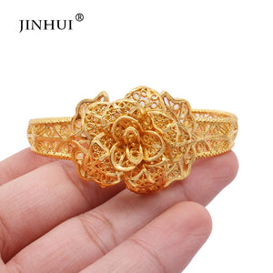 Arab Brass Flowers Bangles Women Bracelet African Wedding