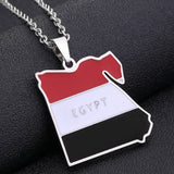 Egypt Map Flag Necklace Stainless Steel Africa Men Women Gold/Steel Jewelry