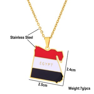 Egypt Map Flag Necklace Stainless Steel Africa Men Women Gold/Steel Jewelry
