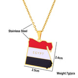 Egypt Map Flag Necklace Stainless Steel Africa Men Women Gold/Steel Jewelry