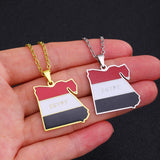 Egypt Map Flag Necklace Stainless Steel Africa Men Women Gold/Steel Jewelry