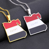 Egypt Map Flag Necklace Stainless Steel Africa Men Women Gold/Steel Jewelry