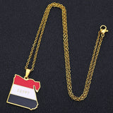 Egypt Map Flag Necklace Stainless Steel Africa Men Women Gold/Steel Jewelry
