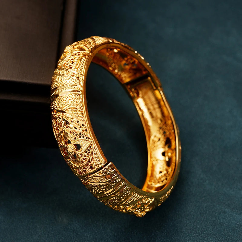 Arabian Dubai Wedding Jewelry Cuff Bracelets Wedding Plated Jewelry