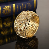 Arabian Hollow Flower Gilt Bridal Jewelry Bracelet Open Cuff