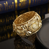 Arabian Hollow Flower Gilt Bridal Jewelry Bracelet Open Cuff