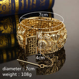 Arabian Hollow Flower Gilt Bridal Jewelry Bracelet Open Cuff