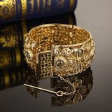 Arabian Hollow Flower Gilt Bridal Jewelry Bracelet Open Cuff